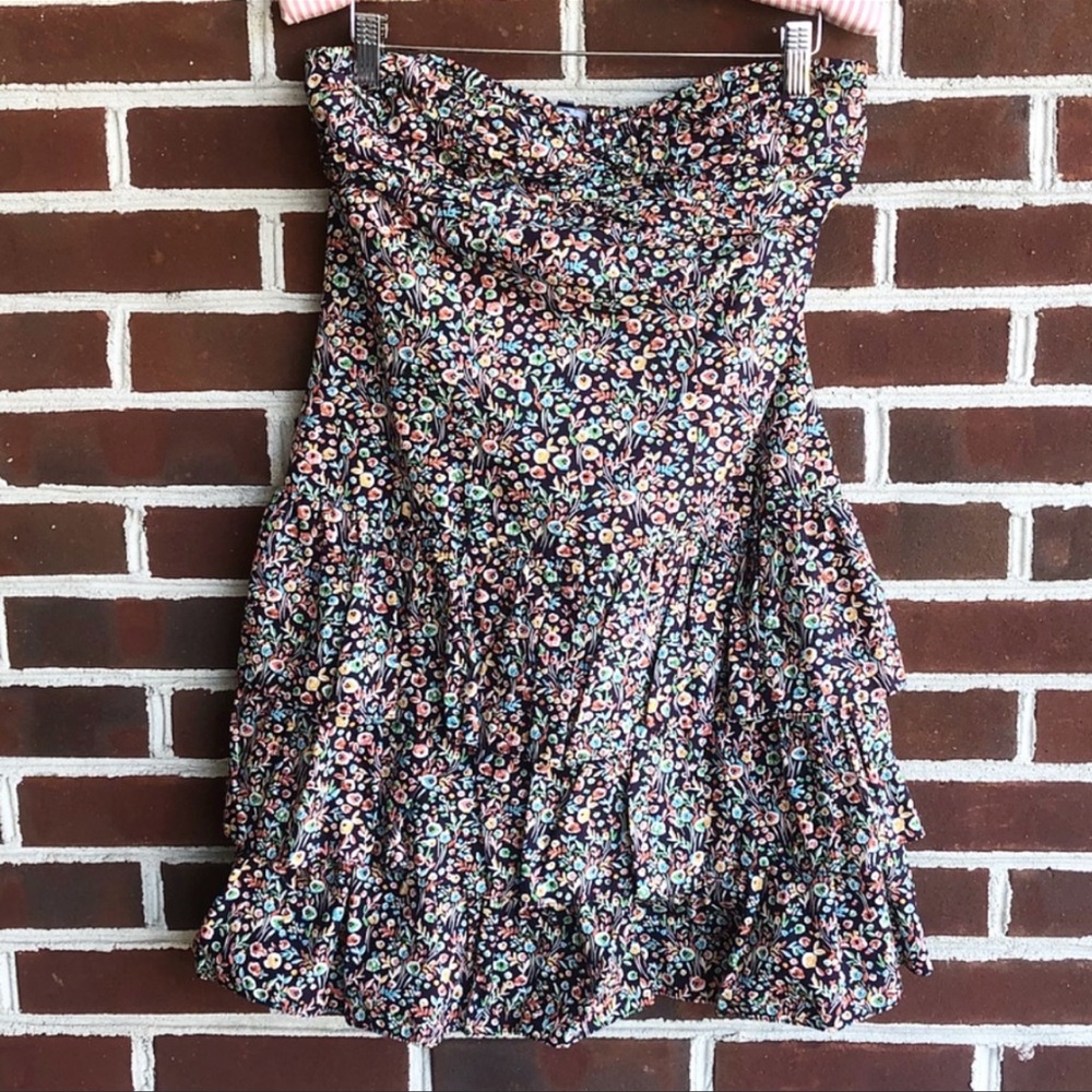 Express floral strapless mini dress